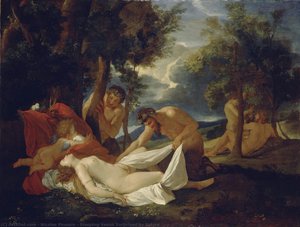 Sleeping Venus Surprised By Satyrs — Nicolas Poussin