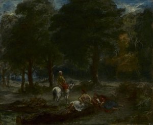 À La Cavalerie Grecque Reposant Dans Une Forêt — Eugène Delacroix