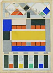 Café Aubette, Strasbourg, France (color Scheme For Floor And Long Walls Of Ballroom, Preliminary Version) — Theo Van Doesburg