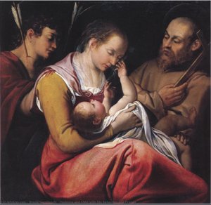 Madonna And Child With Sts Sebastian And Francis — Orazio Gentileschi
