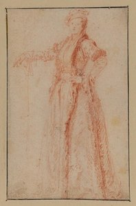 Study Of A Female Figure, Standing (recto) — Jean-antoine Watteau