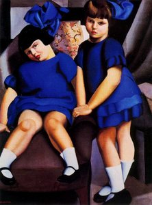 Portrait De Deux Fillettes Aux Rubans Bleus — Tamara De Lempicka