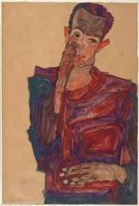 Autoportrait Avec Paupière Abaissée, 1910 — Egon Schiele