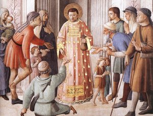 St Lawrence Distributing Alms (detail) — Fra Angelico