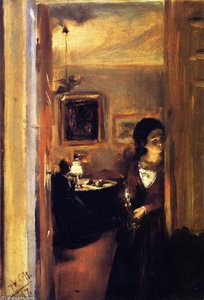 Soggiorno Con La Sorella Dell'artista — Adolph Von Menzel