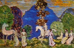 Rider Against Blue Hills — Maurice Brazil Prendergast