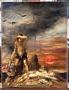La Vida De La Humanidad, La Edad Del Hierro, Caín. El Atardecer. La Muerte — Gustave Moreau