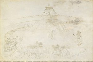 La Divina Commedia, Purgatorio I. Vorpurgatorium, Isola Del Cerchio: La Collina Della Purificazione; Incontro Con Catone Da Utica — Sandro Botticelli