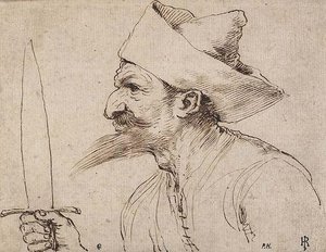 A Bearded Man Holding A Sword — Guercino