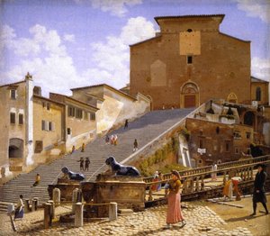 The Marble Steps Leading Up To Santa Maria In Aracoeli In Rome — Christoffer Wilhelm Eckersberg
