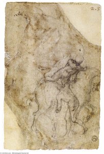 Michelangelo: Nude Rider Mounting A Horse And A Male Nude (verso) — Michelangelo Buonarroti