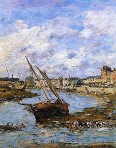 Trouville, The Inner Port, Low Tide — Eugène Louis Boudin
