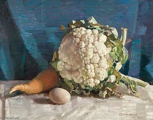 Egg And Cauliflower Still Life — George Washington Thomas Lambert