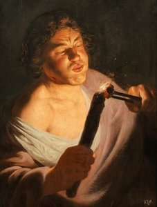 Man Kindling A Torch — Jan Andrea Lievens Jan Lievens