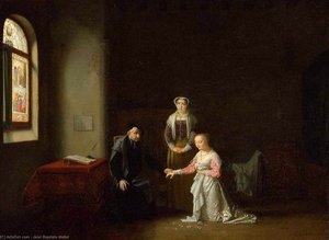Young Woman Kneeling Before A Priest — Jean Baptiste Mallet