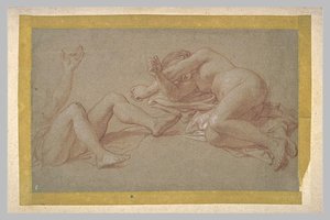 Femme Étendue À Terre. Figure Renversée — Charles Le Brun
