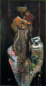 Glass Of Flowers With Red Mantel — Georges Braque