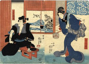 Scene From The Play “the Life Of Onoe Kikugorō Iii”\n\nscene From The Play “the Life Of Onoe Kikugorō Iii” — Утагава Кунијоши