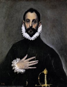 Der Edelmensch Mit Der Hand Auf Der Brust — El Greco