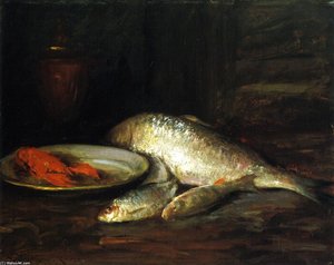 Still Life, Fish (anche Conosciuta Come North River Shad) — William Merritt Chase