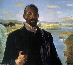 Selfportrait, Vistula River Behind — Jacek Malczewski
