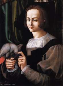 Portrait Of Man With A Parrot — Francesco Melzi