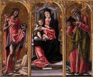 Virgin And Child With Sts John The Baptist And Andrew — Bartolomeo Vivarini