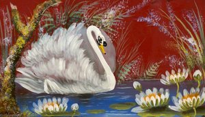 Swan And Water Lilies — Alfred Worthington
