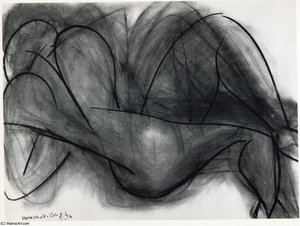 Nu de dos Fusain sur papier Collection Particulière