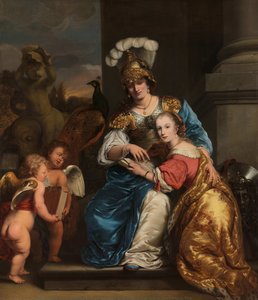 Margarita Trip As Minerva, Instructing Her Sister Anna Maria Trip — Ferdinand Bol