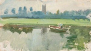 Der Stour Bei Dedham, Mit Einem Mann In Einem Boot — Sir Alfred James Munnings