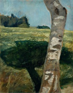 Birch Trunk In Front Of Landscape — Paula Modersohn-becker
