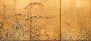 Paravento Raffigurante La Pianura Di Musashino — Hasegawa Tohaku