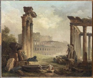 Ruines Romaines Avec Le Colisee — Hubert Robert
