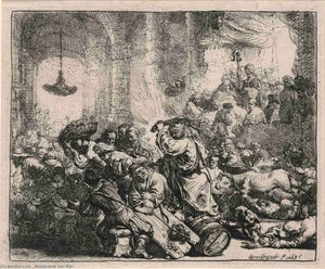 Jeesuksen Ajaminen Rahastajat Pois Temppelistä — Rembrandt Van Rijn