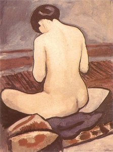 Sitting Nude With Cushions — August Macke