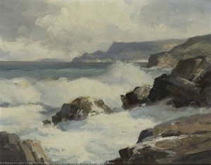 Rough Seas, Antrim Coast, Cushendum — Maurice Canning Wilks