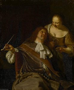 A Man Smoking And A Woman — Frans Van Mieris