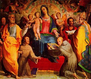 Madonna And Child Enthroned With Six Saints And Angels — Domenico Di Pace Beccafumi