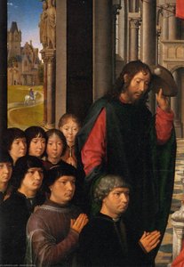 Virgen Y Niño Con Los Santos Santiago Y Domingo (detalle) — Hans Memling