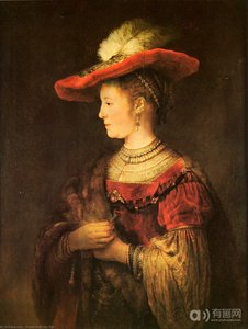 Saskia S Čiapkou — Rembrandt Van Rijn