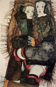 Two Girls On A Fringed Blanket — Egon Schiele