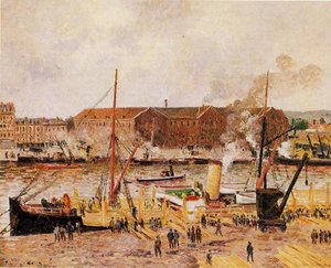 Unloading Wood At Rouen — Camille Pissarro