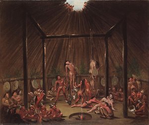 The Cutting Scene, Mandan O-kee-pa Ceremony — George Catlin