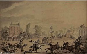 A Collision At Kew Bridge — Thomas Rowlandson