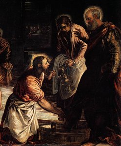 Cristo Lava I Piedi Ai Suoi Apostoli (dettaglio) — Jacopo Tintoretto