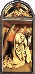 Der Göttliche Zachäus Und Der Engel Des Herrn (die Turiner Ave) — Jan Van Eyck