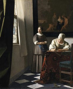 Donna Che Scrive Una Lettera Con La Sua Serva — Johannes Vermeer