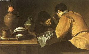 Deux Hommes À Une Table — Diego Rodríguez De Silva Y Velázquez