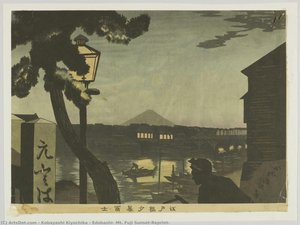 Edobashi, Mt. Fuji Sunset(reprint) — Kobayashi Kiyochika